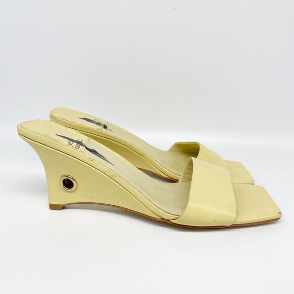 Jeffrey Campbell Women's Yellow Square Toe Mule Heels Size 7 - Picture 3 of 15